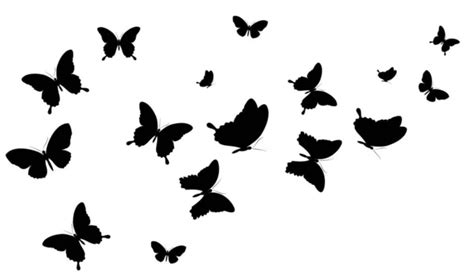 Flying Black Butterflies Form Flower Isolated White Background Vector