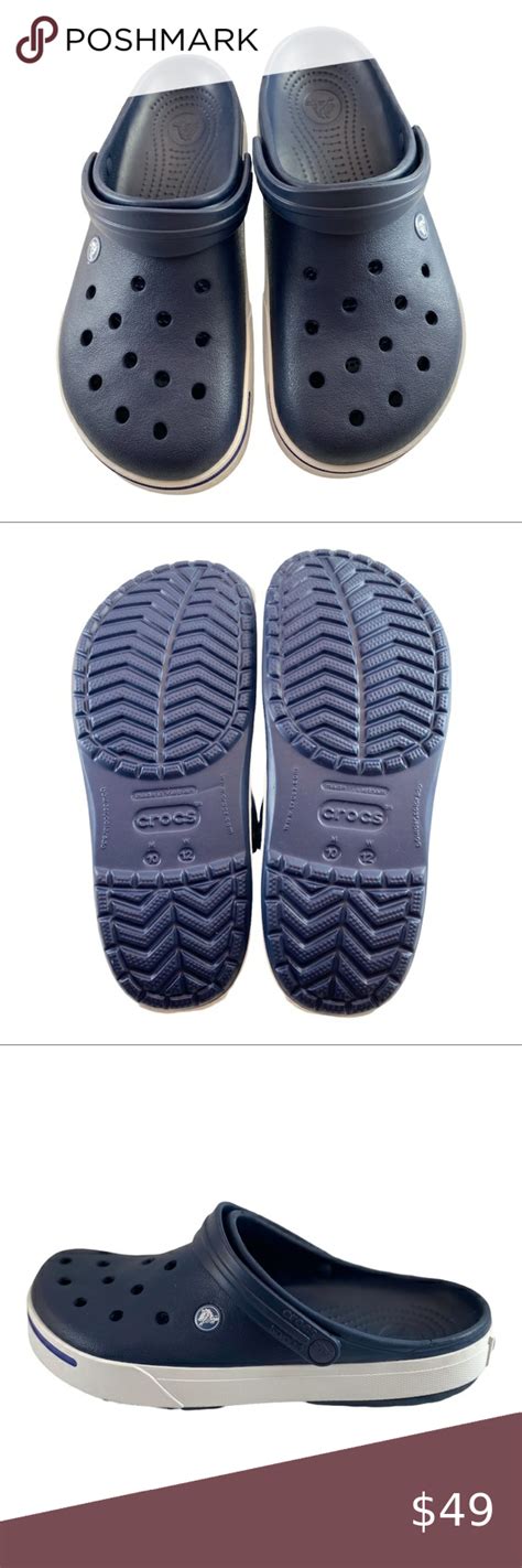 Crocs Crocband™ Clog Navy And White M10 W12 Navy And White Crocs Clogs