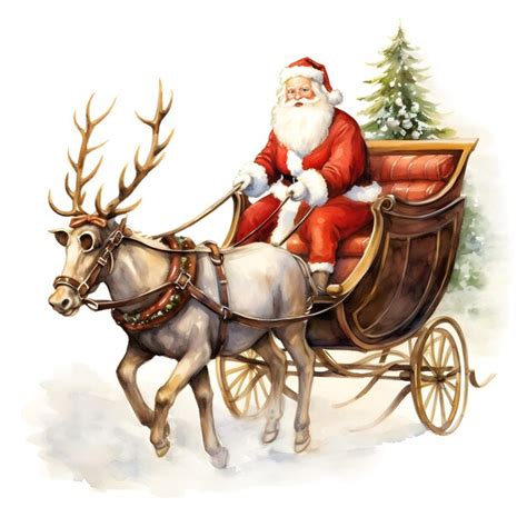 Premium Ai Image Santa Claus Riding Reindeer Ai Generated