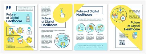 Future Of Digital Health Sector Blue And Yellow Brochure Template Leaflet Design With Linear