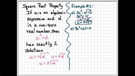 Quadratic Equations The Square Root Property Youtube