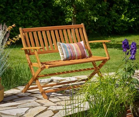 Banc De Jardin Casaria Eucalyptus Bois Pliable Dossier Jardin Balcon