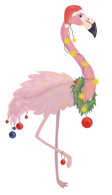 The Christmas Flamingo Art Print By Red Wyvern Designs Flamingo Christmas Christmas Drawing