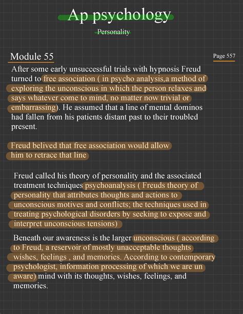 Ap Psychology 5 Notes On The Personality Unit Shows How Freud Views