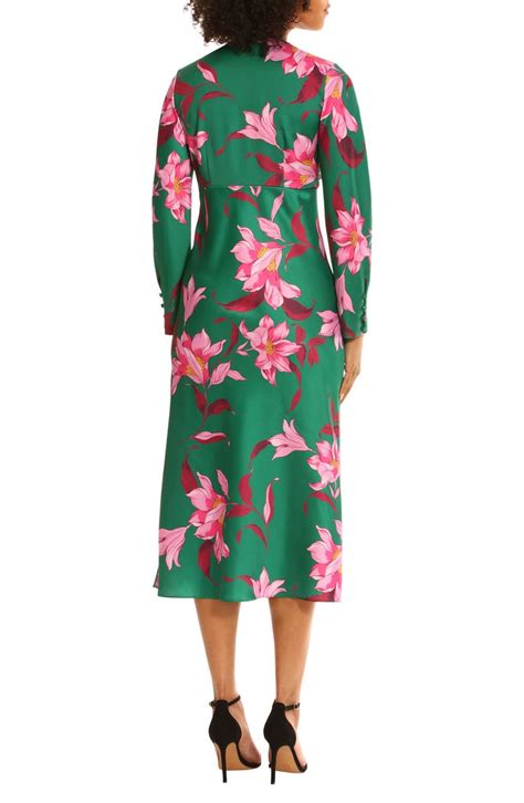 Maggy London Floral Twisted Empire Waist Midi Dress Nordstromrack