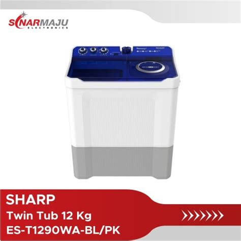 Sharp Mesin Cuci 2 Tabung 12 Kg Twin Tub ES T1290WA BL PK