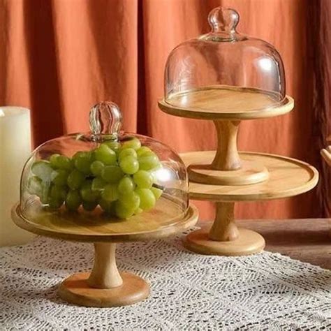 Wooden Cake Stand With Dome Lid At Rs 450piece Wooden Cake Stand 2