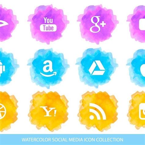 Watercolor Social Media Icon Collection 10580 Dryicons