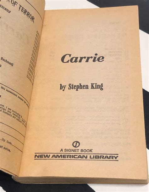 Carrie by Stephen King (1975) softcover book