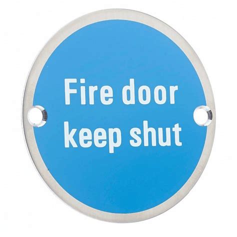 Circular Disc Fire Door Signage 76mm X 15mm Screw Fixed Fire