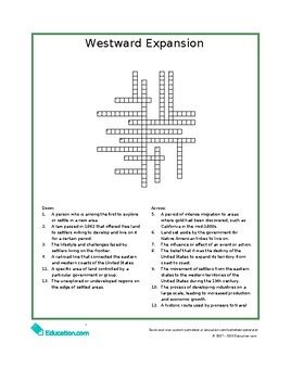 Westward Expansion Crossword By The History Vault TPT