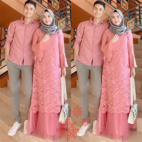 Jual Poulin Gamis Baju Dress Brukat Brokat Renda Premium Couple