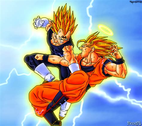 Goku Vs Majin Vegeta Dragon Ball Z Dragon Ball Super