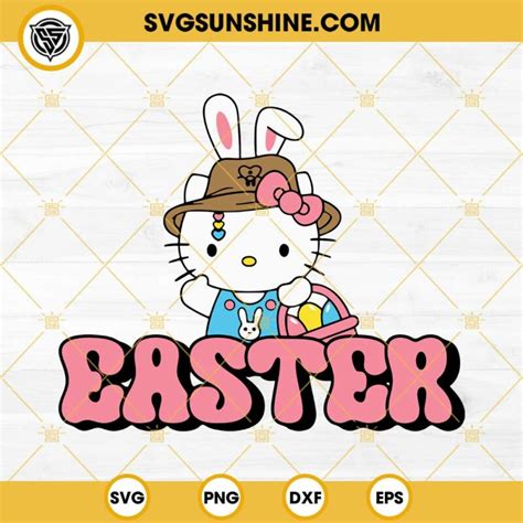 Cute Hello Kitty Easter Bunny Svg Happy Easter Day Svg Kitty Easter