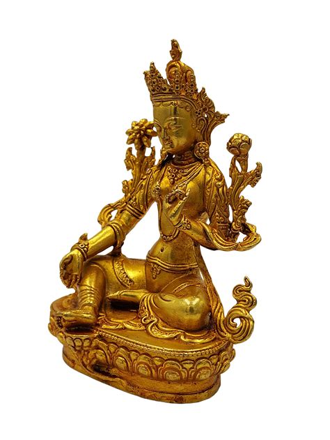 Green Tara Buddhist Miniature Statue Full Gold Plated Price US 140