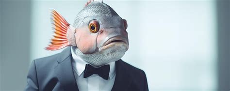 A Fish Wearing A Suit With A Sad Expression Premium AI Generated Image