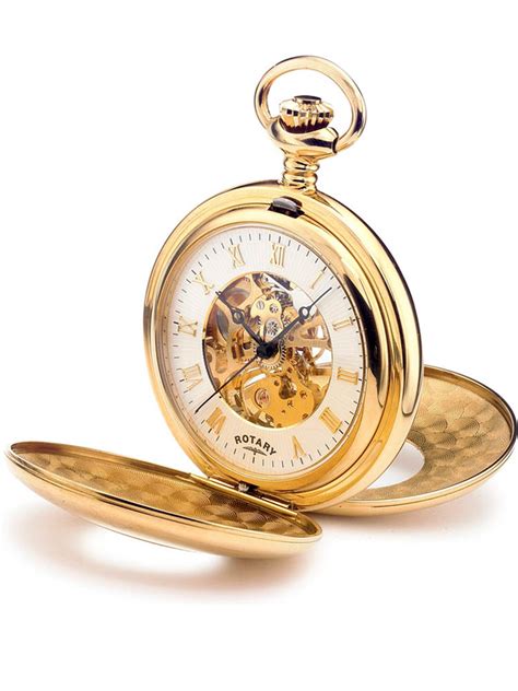 Rotary Mens Gold Plated Double Half Hunter Pocket Watch MP00713-01