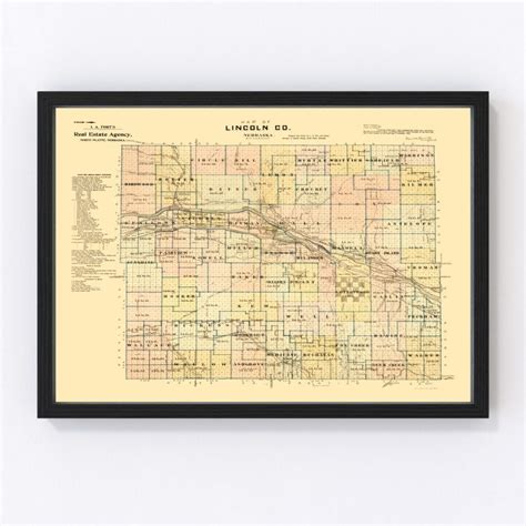 Vintage Map of Lincoln County, Nebraska 1894 by Ted's Vintage Art