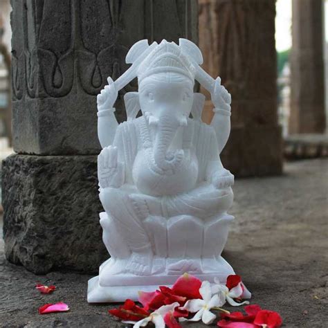 Satyam Crafts Italian White Marble Ganesh JI Idol Pooja Ganpati