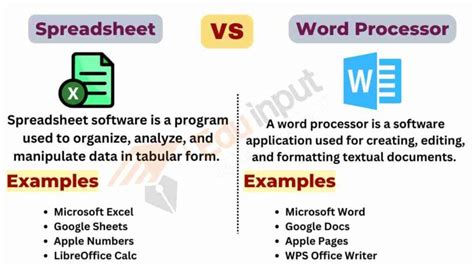 Difference Between Spreadsheet And Word Processor