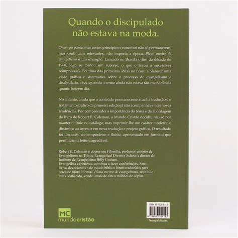 Livro Plano Mestre De Evangelismo Robert Coleman Mundo Crist O