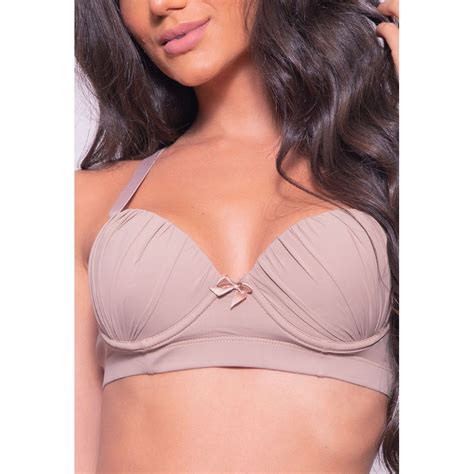 Sutiã De Bojo Em Microfibra Drapeado Chocolate E COMPRA FACIL LINGERIE