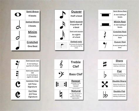 48 Printable British Music Symbol Flashcards for Learning Sheet Music ...