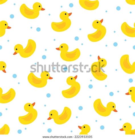 Cute Rubber Duck Seamless Pattern Template Stock Vector Royalty Free