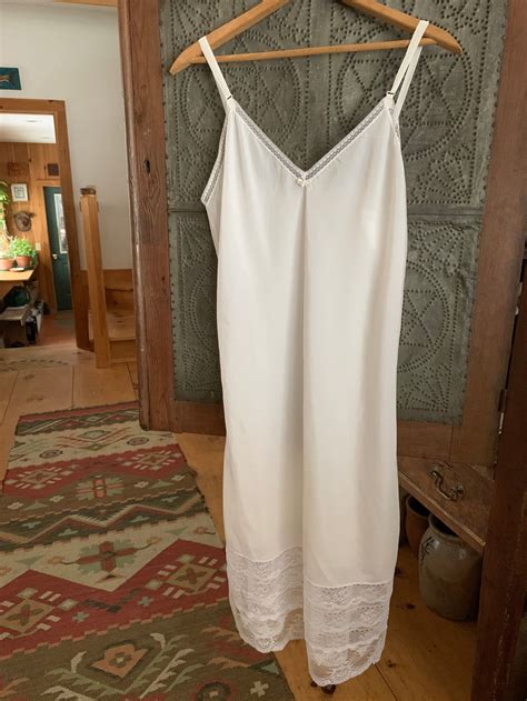 1950s White Slip Vintage Barbizon Size 36 Full Crepe Remarque Etsy