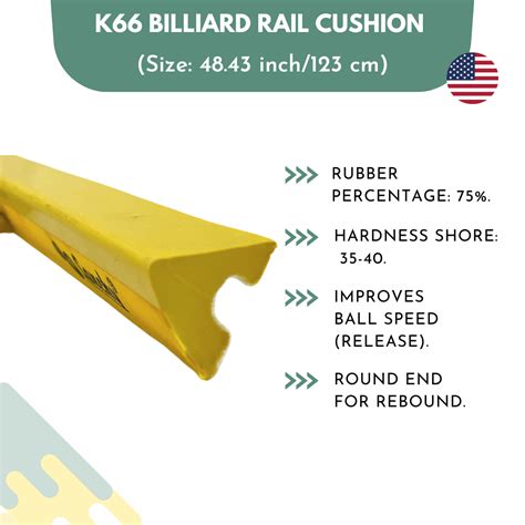 K66 Rubber Bumpers Pool Table Replacement Rail Cushions Set Of 6