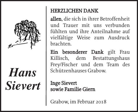 Traueranzeigen Von Hans Sievert Trauer Nordkurier