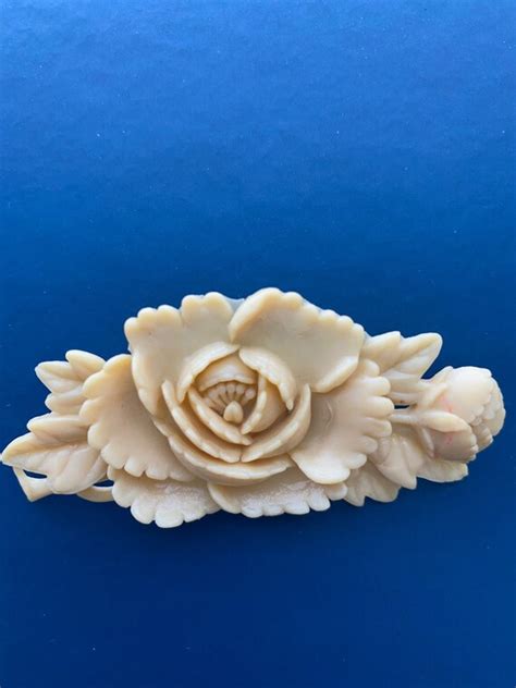 Vintage Carved Celluloid Brooch Gem