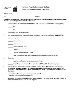 Fillable Online Nvcc Northern Virginia Community College Verification