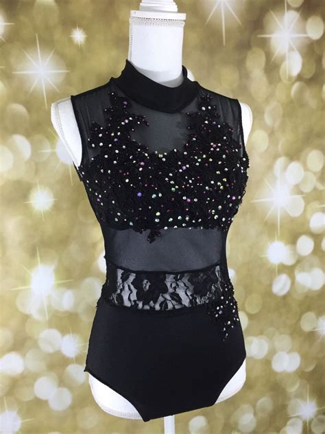 Black Lace Leotard Contemporary Costume Custom Dance Costume Lyrical