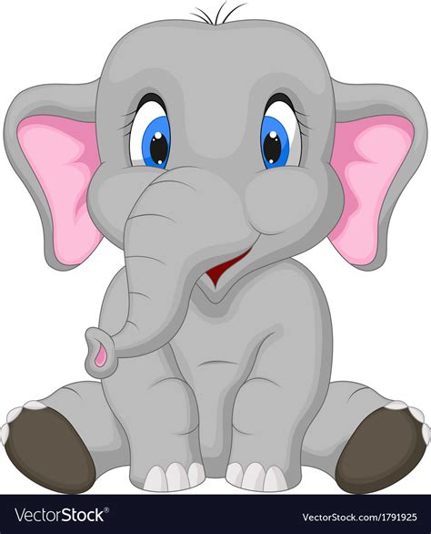 Cute elephant cartoon sitting Royalty Free Vector Image