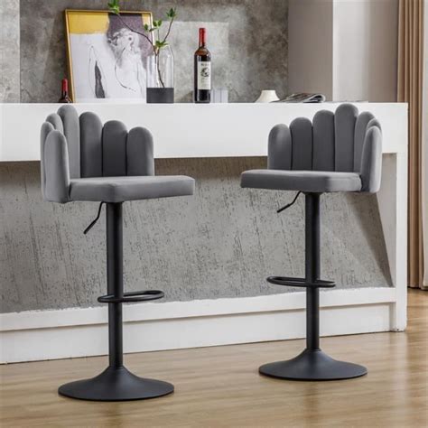 Lot De Tabourets De Bar En Velours Pivotantes R Glables En Hauteur