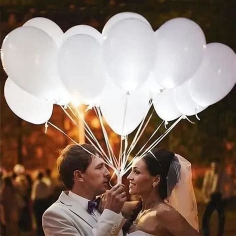 Led Ballons Lumineux Blanc Id Al Pour Anniversaire F Te Soir E Marriage