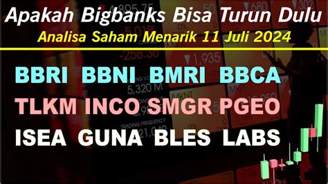 Analisa Saham 11 Juli BBRI BBNI BMRI BBCA TLKM SMGR INCO PGEO GUNA