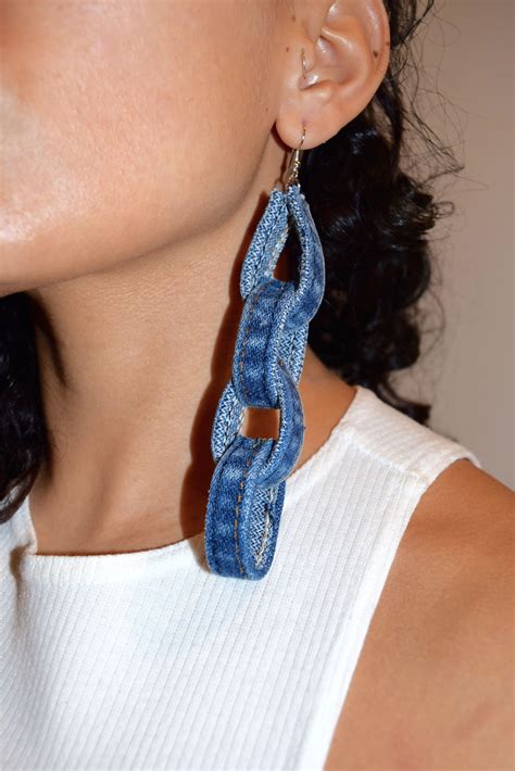 Denim Earrings Recycled Denim Reworked Denim Levis Denim Denim Earrings Denim Jewelry