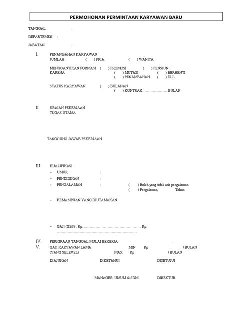 Form Permintaan Karyawan Baru Pdf