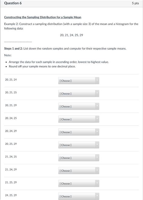 Solved Question 5 2 Pts Constructing The Sampling