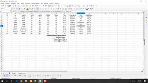 Libre Office Calc Örnak tablo bütün özellikler YouTube