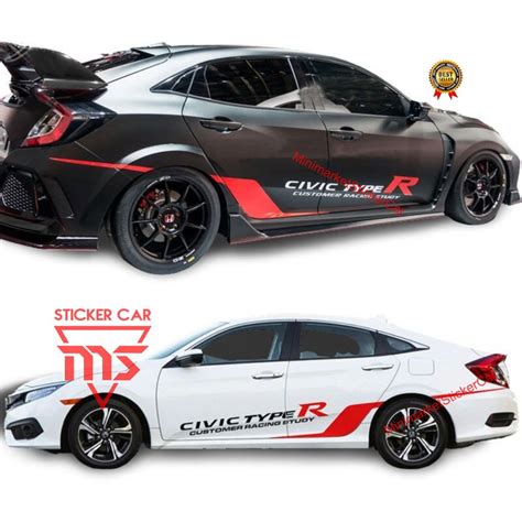 Sticker Honda Civic Type R Turbo Sedan Side Body Performance Shopee