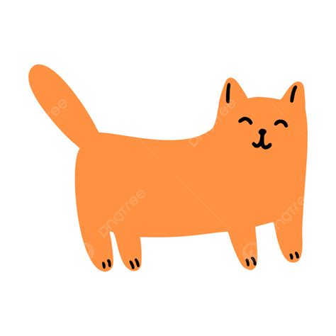 Cute Orange Cat In Doodle Style, Background, Style, In PNG and Vector ...