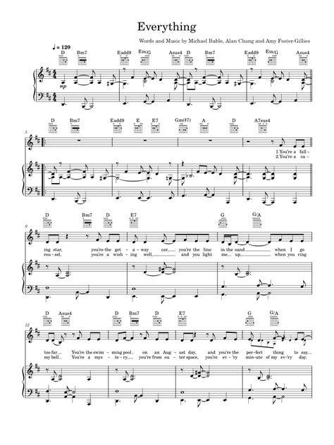 Everything Sheet Music For Piano Vocals By Michael Bublé Official