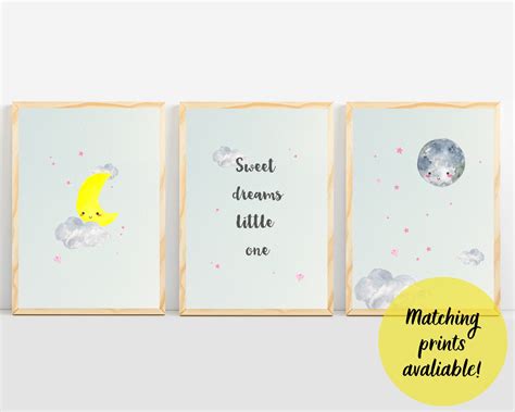 Moon and Stars Nursery Art Baby Room Wall Art Cute Moon Nursery Wall ...