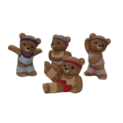 Vintage Homco Exercise Teddy Bear Figurines Lot Gym Aerobic Gymnastic