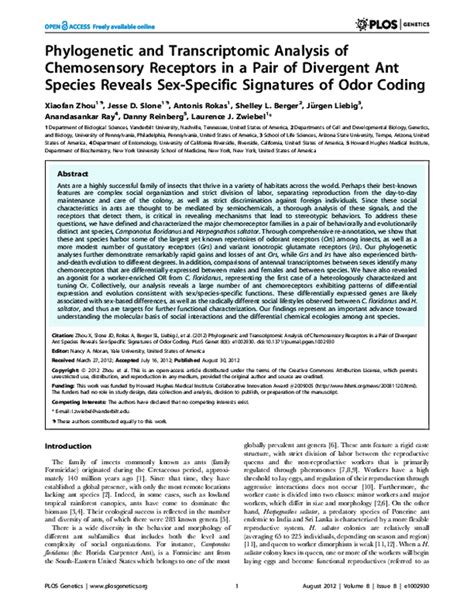 Pdf Phylogenetic And Transcriptomic Analysis Of Chemosensory