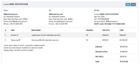 Invoice Snippets Examples