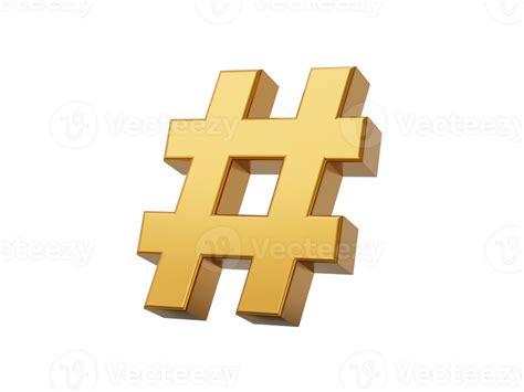 Gold Hashtag Icon 3d Illustration 37845396 PNG